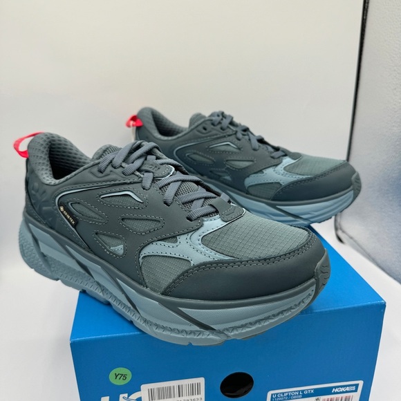 NWT Hoka Clifton Leather Gore-Tex Waterproof Unisex Goblin Stone Blue GBSB shoes - Picture 11 of 15